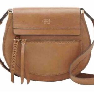Vintage VINCE CAMUTO Ayla Toasted Tan Textured Leather Crossbody Saddle Bag